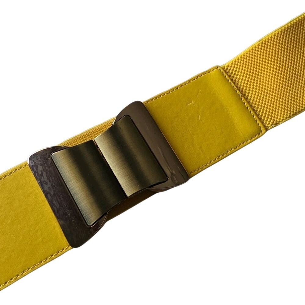 Elastic Belt Yellow Waist Stretchy 2.5" Wide Dress Coat Cinch XL Gold Women's